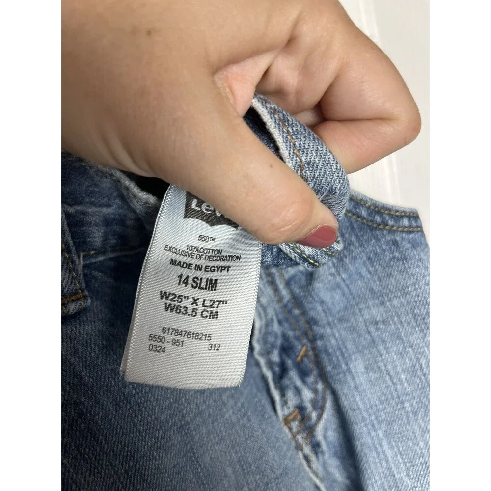 Levi's 550 Youth Boys Slim Relaxed Fit Denim Jeans - Blue Size 14 Slim